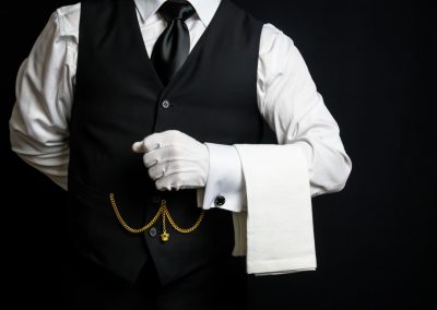 Portrait,Of,Elegant,Butler,Or,Waiter,In,Black,Vest,And